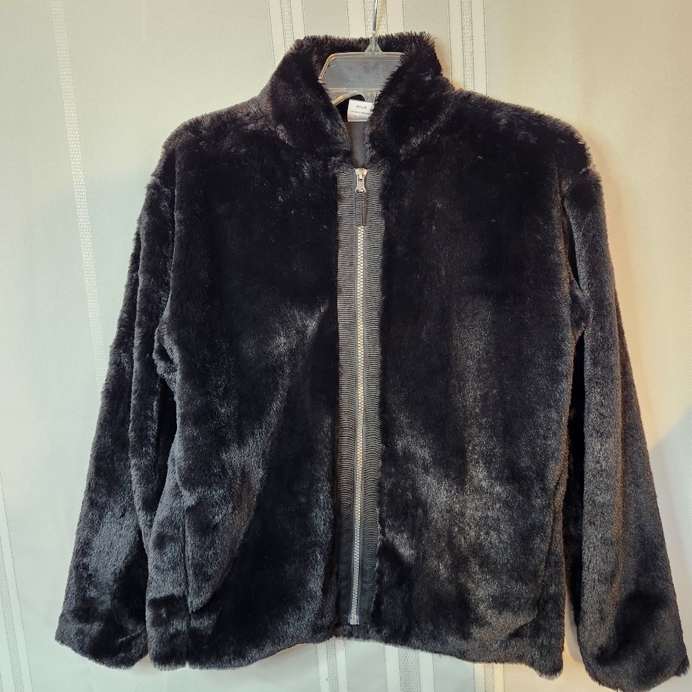 Wonder Nation Elegant Black Faux Fur Jacket.  Girls XXL